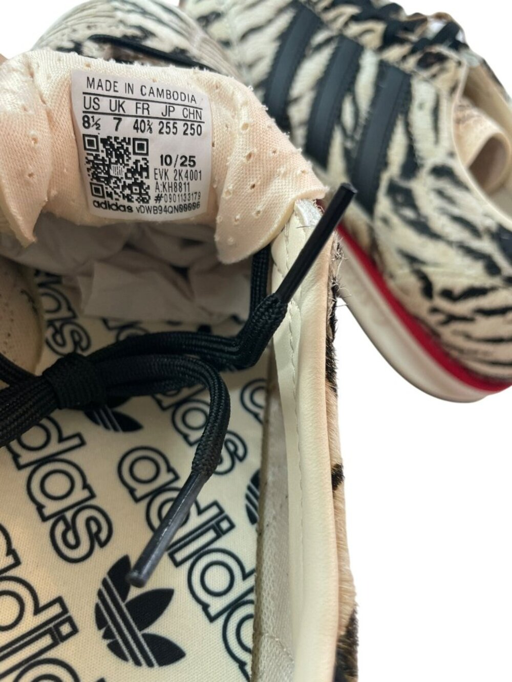 Adidas SL 72 OG Zebra Print Sneakers White/Black Pony Hair Women's Size 8.5 NIB - Picture 10 of 10